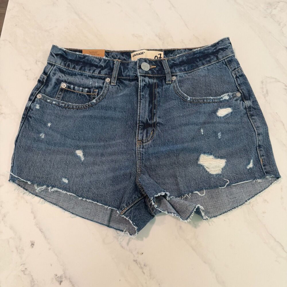 Garage Distressed Blue Jean Shorts 7 NWT 90s Y2K Festival Streetwear Indie